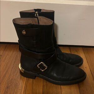Louise et Cie Black Moto Boots with Gold Buckle